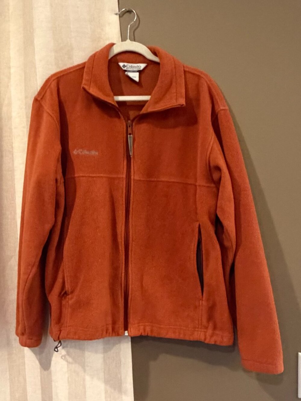 Columbia Burnt Orange Fllece Full Zip Zip Pockets Texas, Size Large